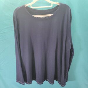Anybody Long Sleeve Crew Neck Top Navy Blue XL Soft Stretch Fabric